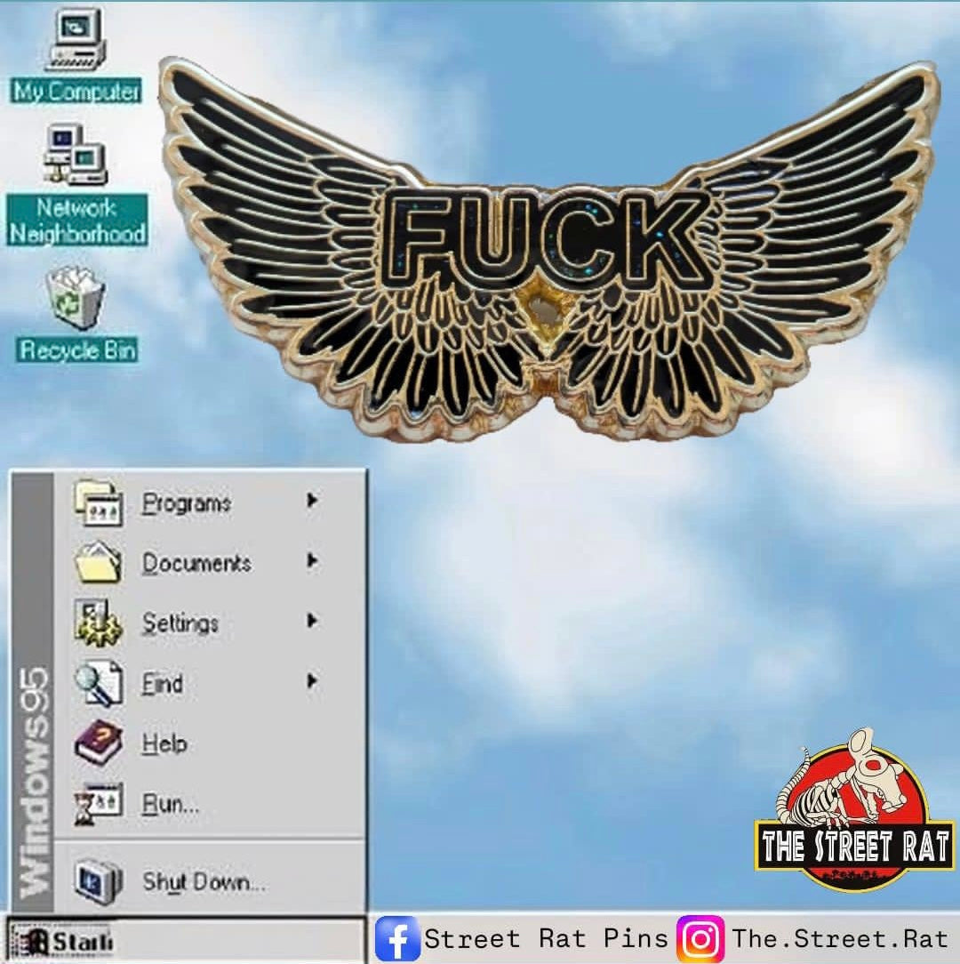 Flying Fuck - Gold Metal & Black Glitter