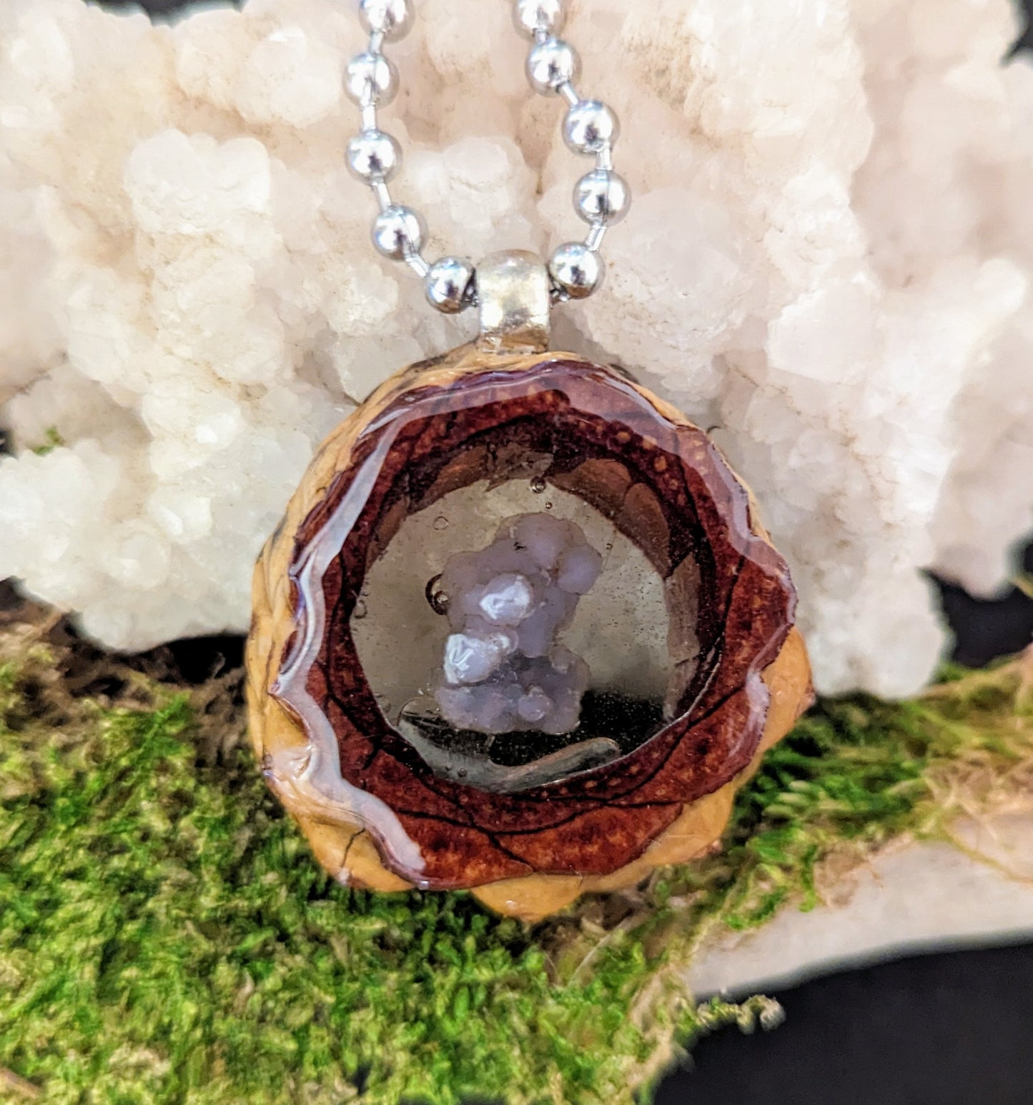 Pinecone & Amethyst Necklace