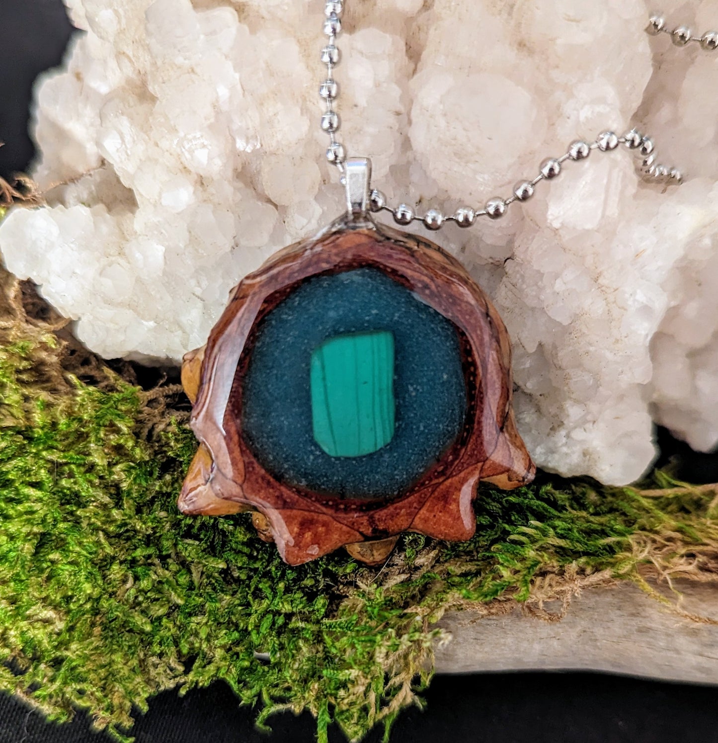 Pinecone & Turquoise Necklace